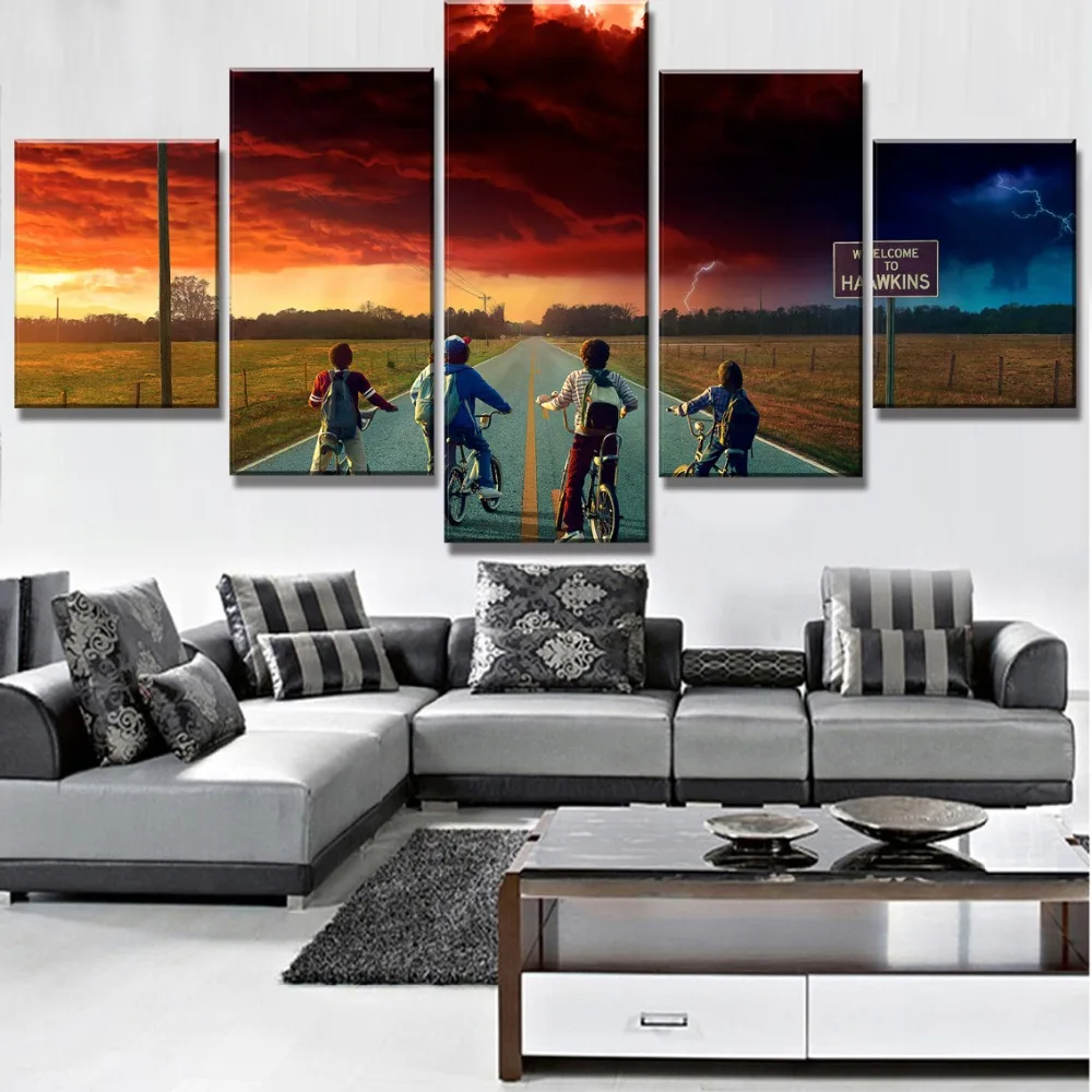 

5 Piece Canvas Art Stranger Things Modern Decorative Paintings on Canvas Wall Art for Home Decorations Wall Decor Artwork