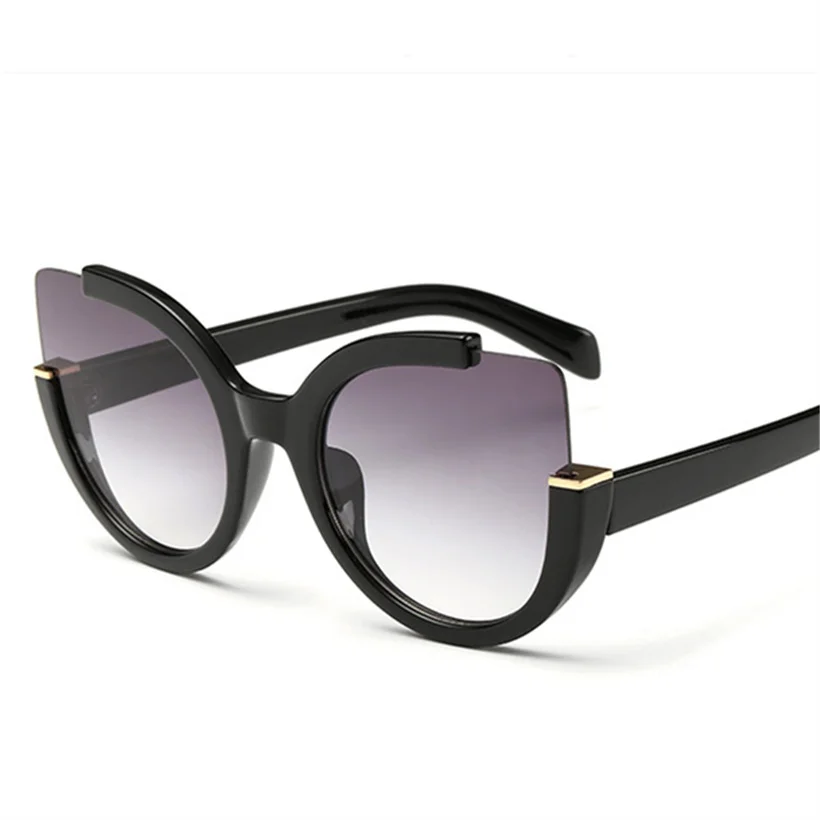 

XojoX Fahion Cat Eye Sunglasses for Women Brand Men Designer Half frame Eyeglasses Luxury ladies Mirror Sun Glasses UV400