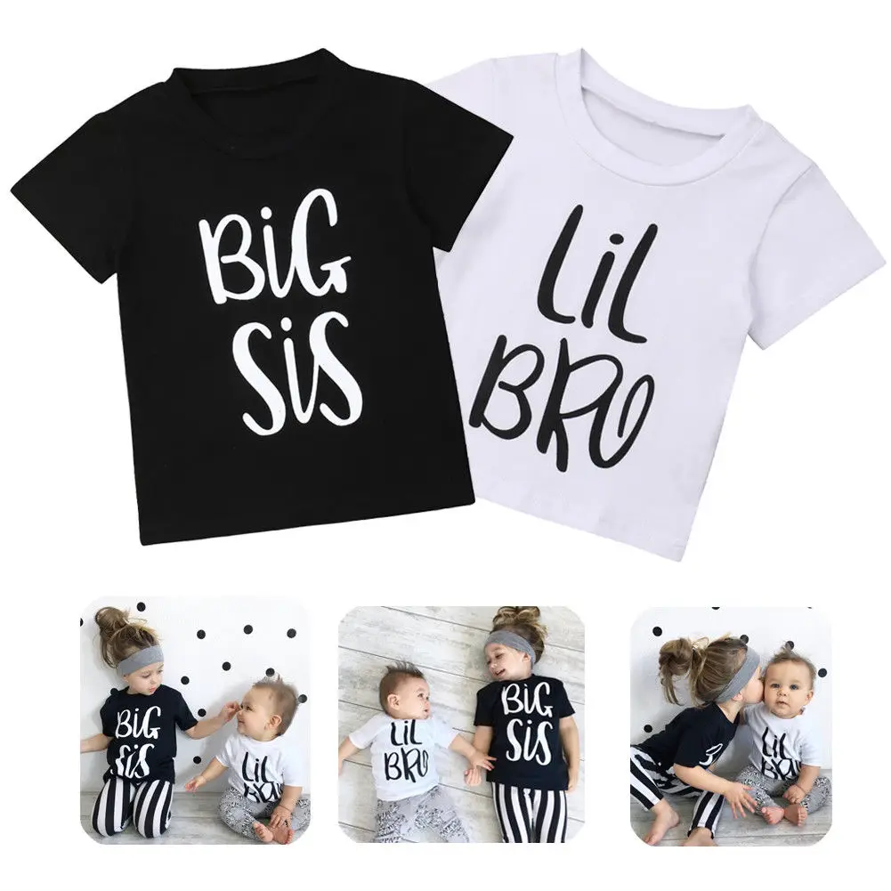 

Baby Kids Matching Tops Fashion Tees for Big Sister and Little Brother Toddler Boys Girls Cotton T-shirts Summer Clothes