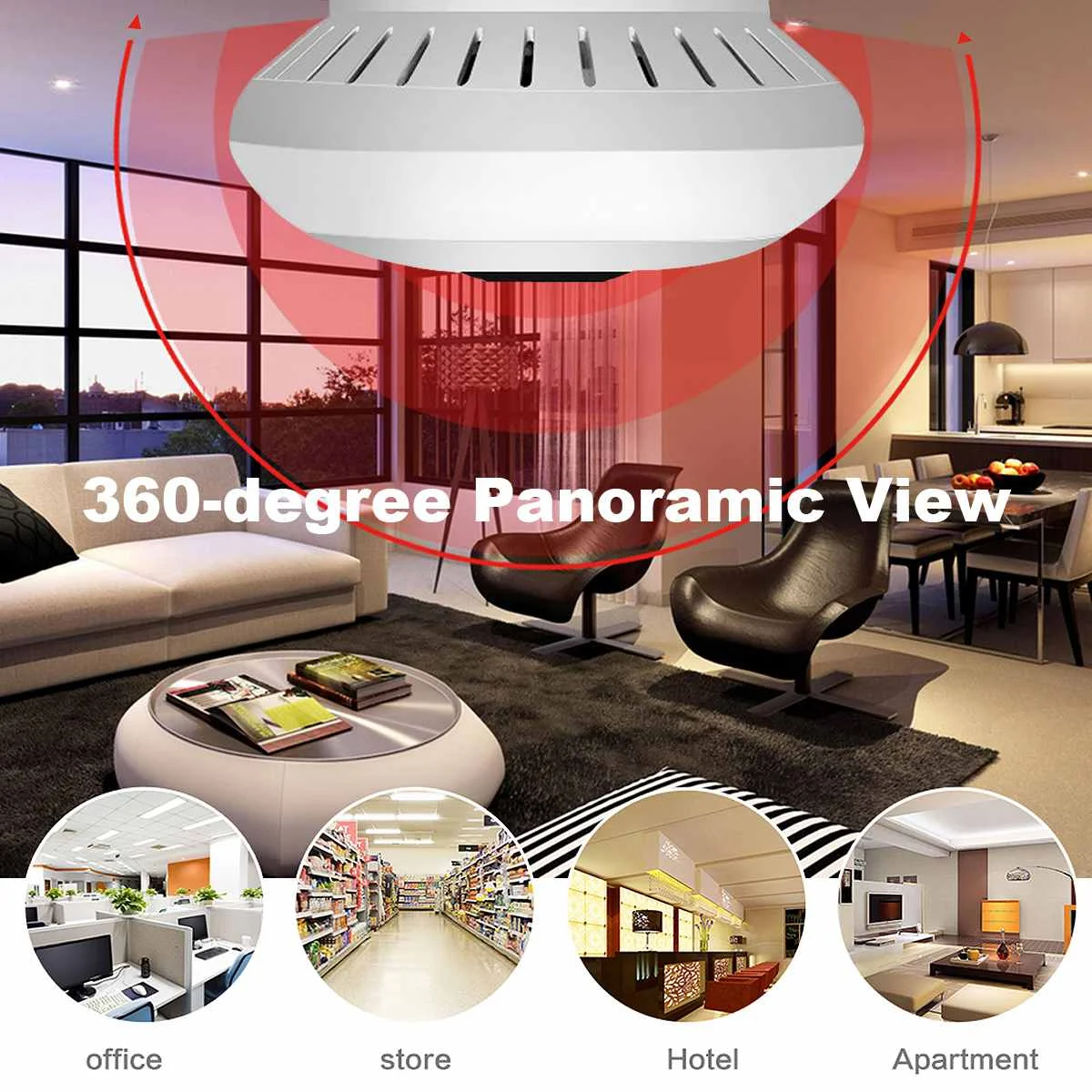 WiFi Wireless Panoramic 960P Light Bulb IP Camera Lamp APP Control Bulb Camera Two Way Talk Audio VR Security Bulb WIFI camera