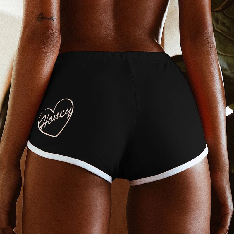 

Women Shorts Elastic Casual High Waist Fitness Gym Sports Short Mujer Femme Booty Shorts Black Pantaloncini