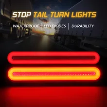 Coppia di LED Al Neon Halo Anello Anello di Coda e di Arresto del Freno Disabilita Lampada Della Luce di Segnale Luce Sequenziale Che Scorre Impermeabile Rimorchio del Freno del Camion luce