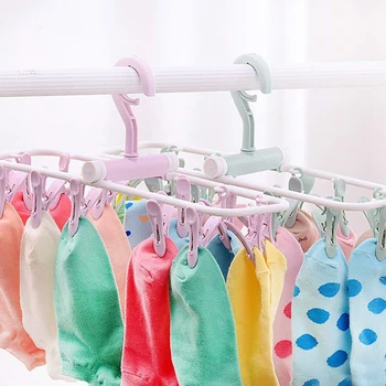 

Travel Foldable Clips Portable Plastic Clothespins Drip Hangers Baby Drying Rack Lingerie Hanger Underwear Peg Dryer(Pack of 2
