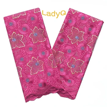 

Luxury Fushia Pink Nigerian Lace 2019 Swiss Voile Lace Fabric with Stones New African Lace Fabric 2019 High Quality Lace Wedding