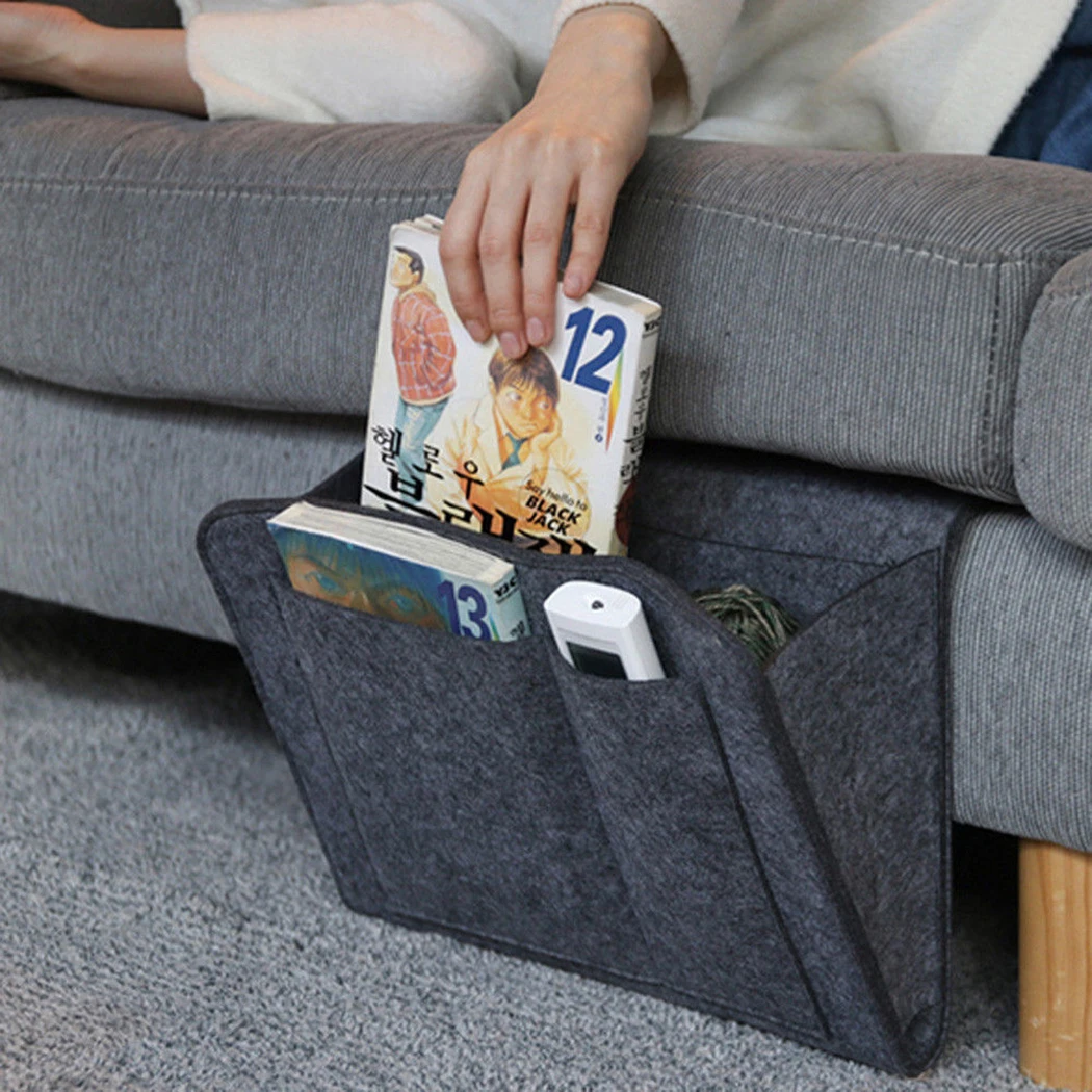 2 Inner Pockets For Bed Table Sofa Grey Bed Storage Pockets Felt