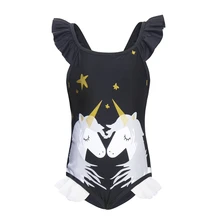 AmzBarley купальник с единорогами для девочек, купальные костюмы для маленьких девочек, цельный купальный костюм с шапкой, бикини с оборками, купальники для девочек