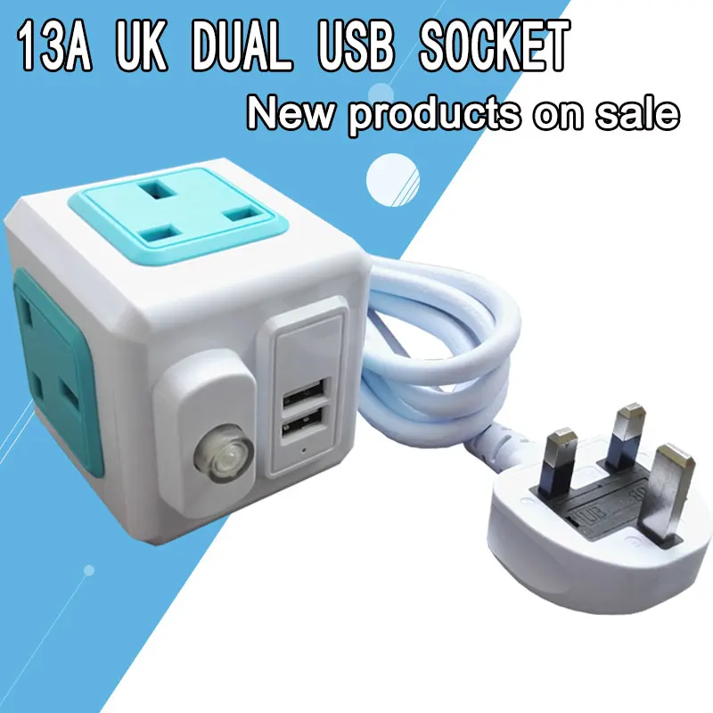 Великобритания Plug Power cube Strip с выключателем Плавленая AC электрическая розетка