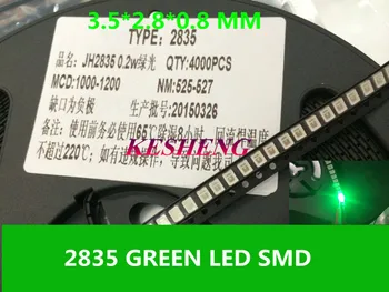

500PCS SMD LED 2835 Green 0.2W high bright light emitting diode chip leds 520-525NM
