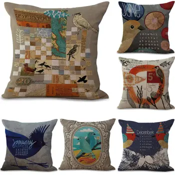 

Retro Vintage Sights Pattern Cotton Linen Throw Pillow Soft Room Gifts Single Sides Printing Case Cushion CaseHome