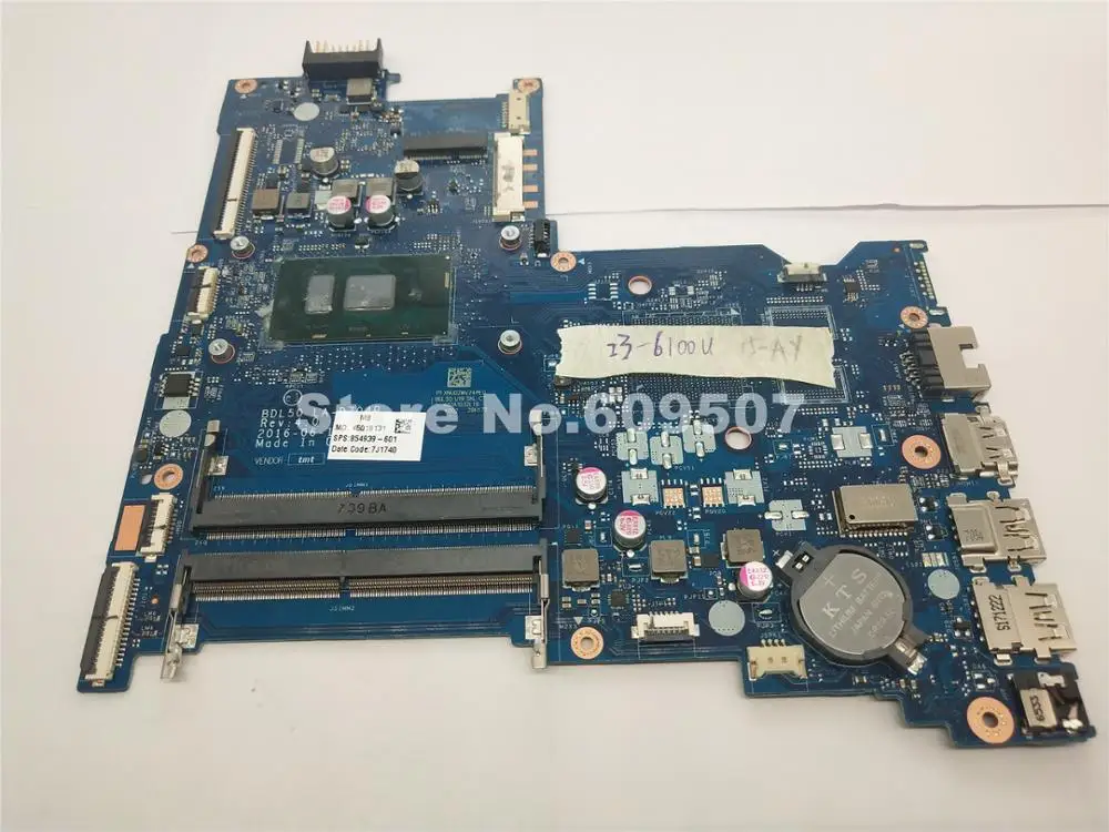  854939-601 854939-001 for HP 15-AY 15-AY028CA 15-AY015DS Laptop Motherboard BDL50 LA-D704P SR2EU I3