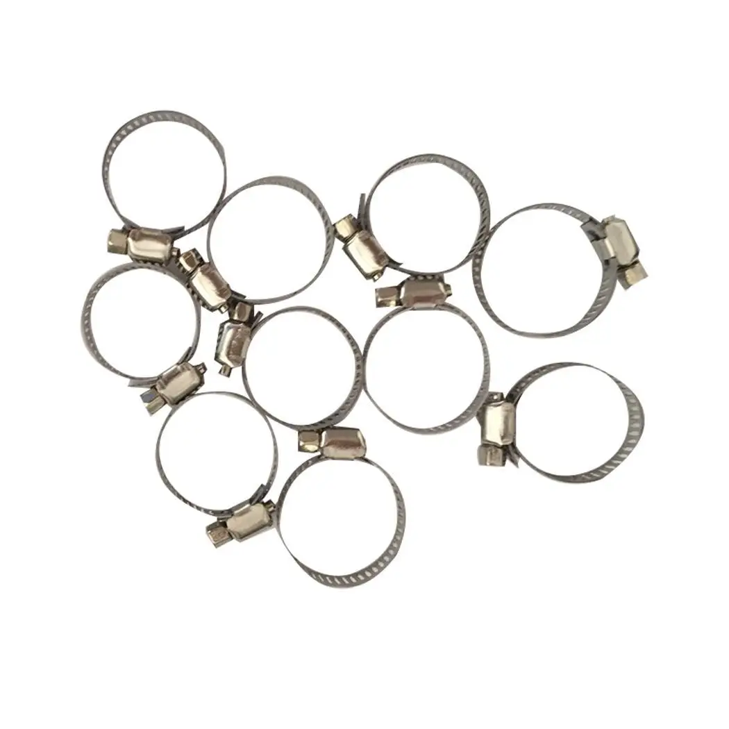 

50 Pcs/set Stainless Steel Hose Clamps 16mm-25mm Adjustable Silver Hoops
