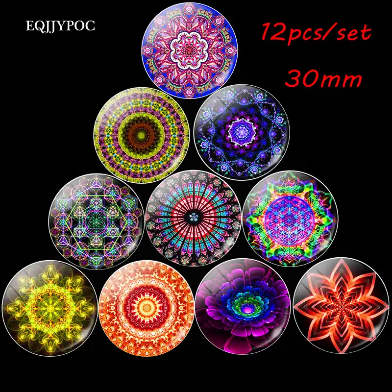 Ретро Мандала Цветок магниты на холодильник datura круглые стеклянные магнитные стикеры на холодильник Note держатель аксессуары для дома 10 шт ...