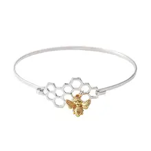 

Cute Honeycomb Bracelet Beehive Honey Bee Link Chain Fashion Women Geometric Honeycomb Bangle Bee Pendant Charm Bracelet
