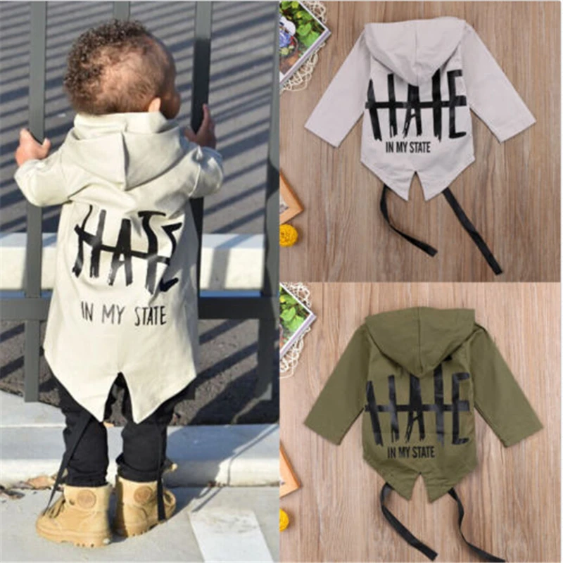 

CANIS 2019 New Newborn Baby Boys Clothes Long Sleeve Hooded Coat Outerwear Jacket letter Toddler Warm Solid Coat Kids Boy Girl