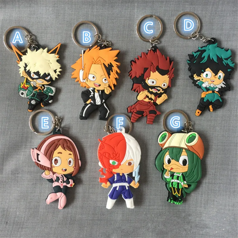 

350 pcs/lot My Hero Academia keychain Bakugou Katsuki Todoroki Shoto Midoriya Izuku figure ring cosplay pendant toy ship by DHL