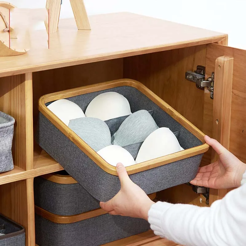

Drawer Type Bamboo Oxford Desktop Storage Box for Cosmetic Cloth Office Storage Drawers Multi-layer Structure Home Storage
