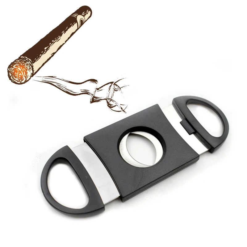 

2019 High Quality Fashionable Protable Cigarette Knife Double Blades Stainless Steel Cigar Cutter Pocket Gadgets Cigar Scissors