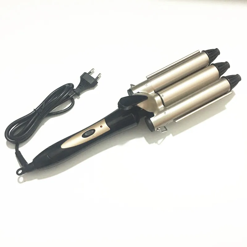 

Hot TOD-Voltage 110-240 - V Three Pipe Joint Ceramic Triple Barrel Curling Deep Curler Hair Waver Eu Plug