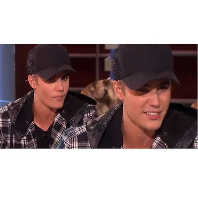 Cotton Flannel Trucker Hat with Adjustable Mesh Back Justin Bieber SOLID BLACK Baseball Caps