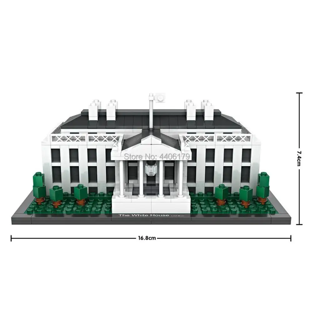 

LegoINGlys city creators Street view presidential palace Washington White House US Micro Diamond Building Blocks brick toys gift