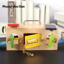 Деревянный ящик для инструментов для раннего образования, игровая коробка для детей, разблокировка игрушек, развивающая и развивающая игрушка, разблокировка пряжки, развивающие игрушки