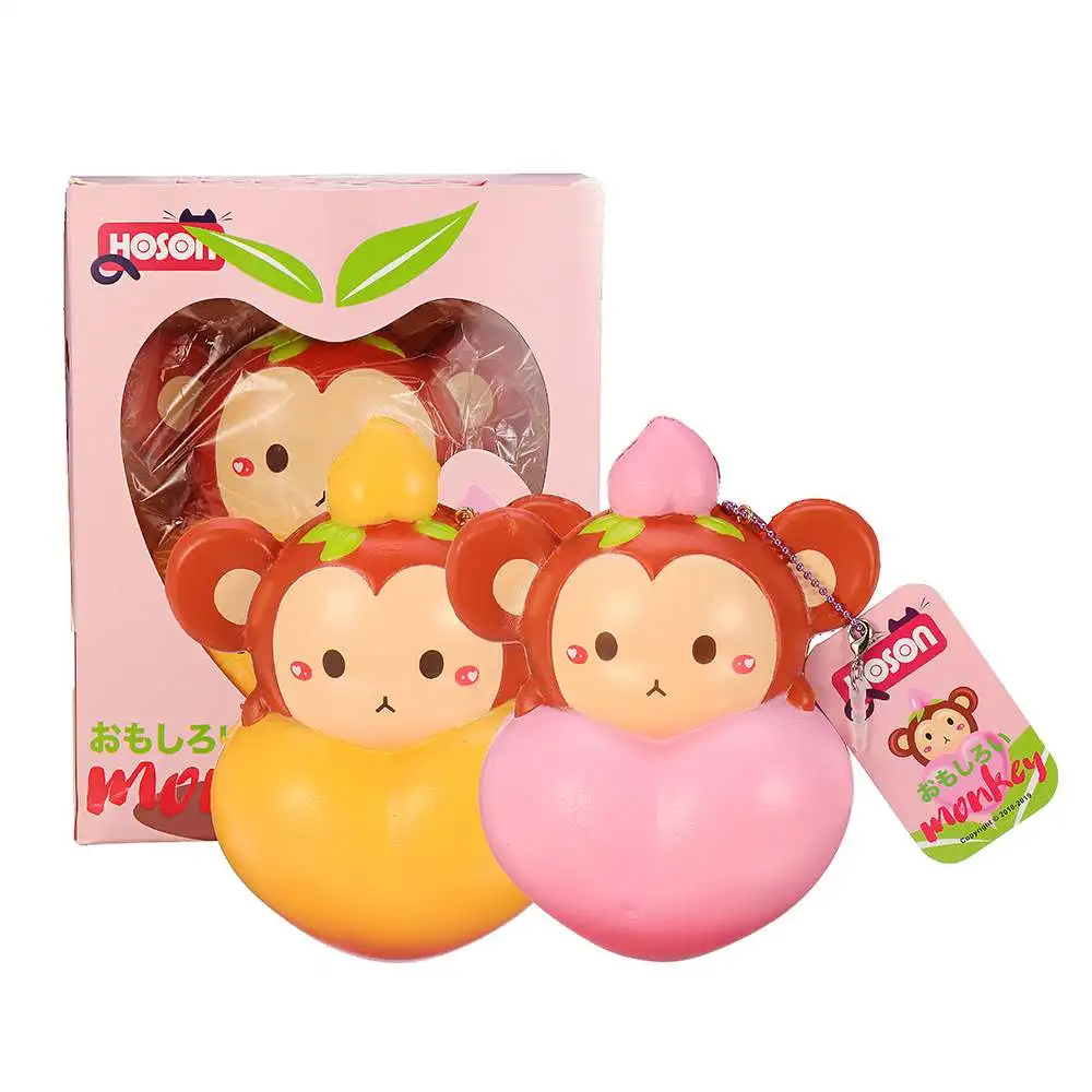 

Kawaii squishi jumbo Monkey Peach Soft Slow Rising Squishies squeeze Toy lanyard for keys for Squishy Phone straps bags charms
