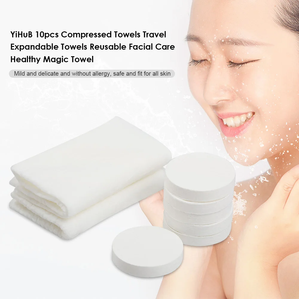 YiHuB 10pcs Compressed Towels Portable Travel Expandable Towels Mini