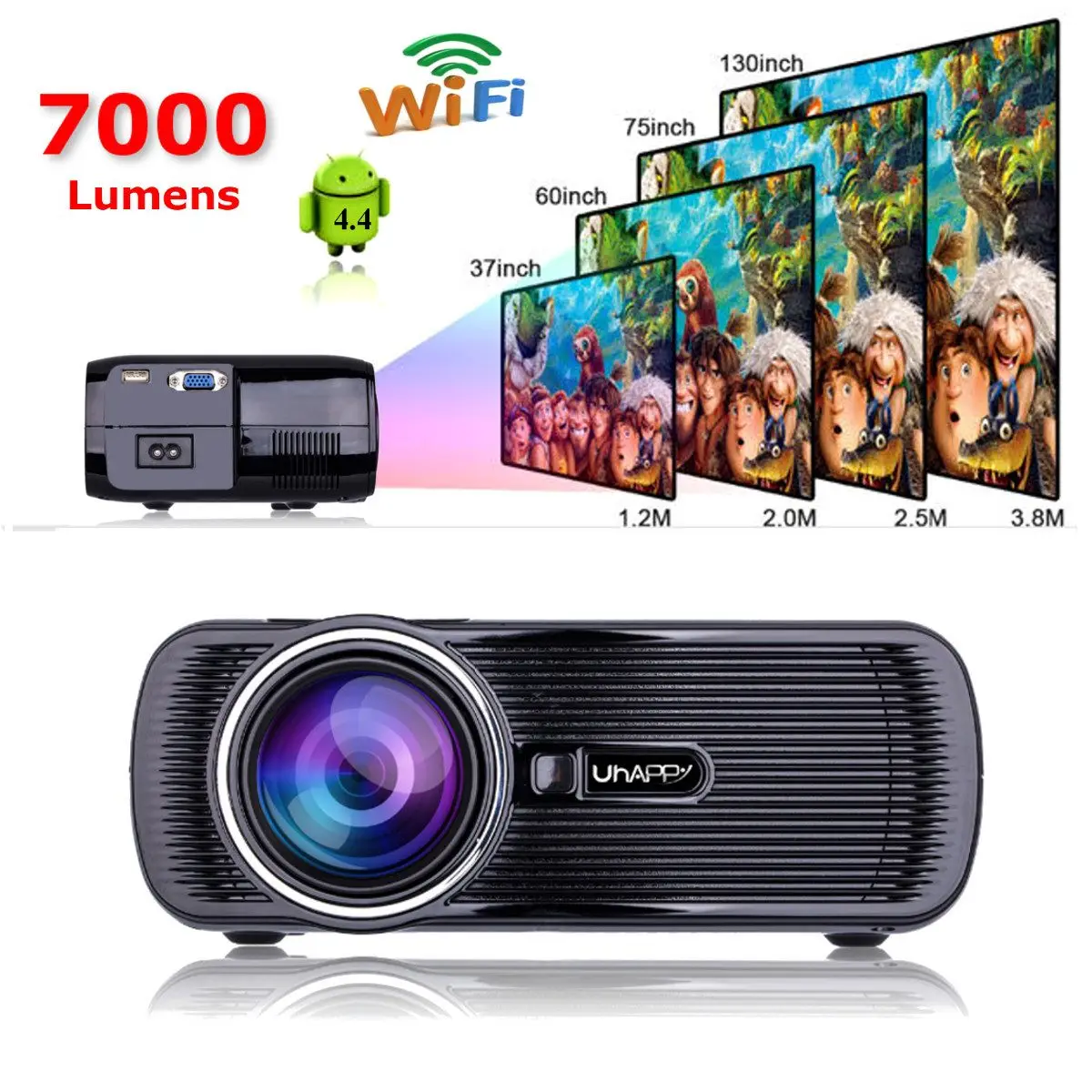 Android Wifi 7000 Lumens Mini 3D LED Projector 1080P HD Multimedia Home Theater Cinema