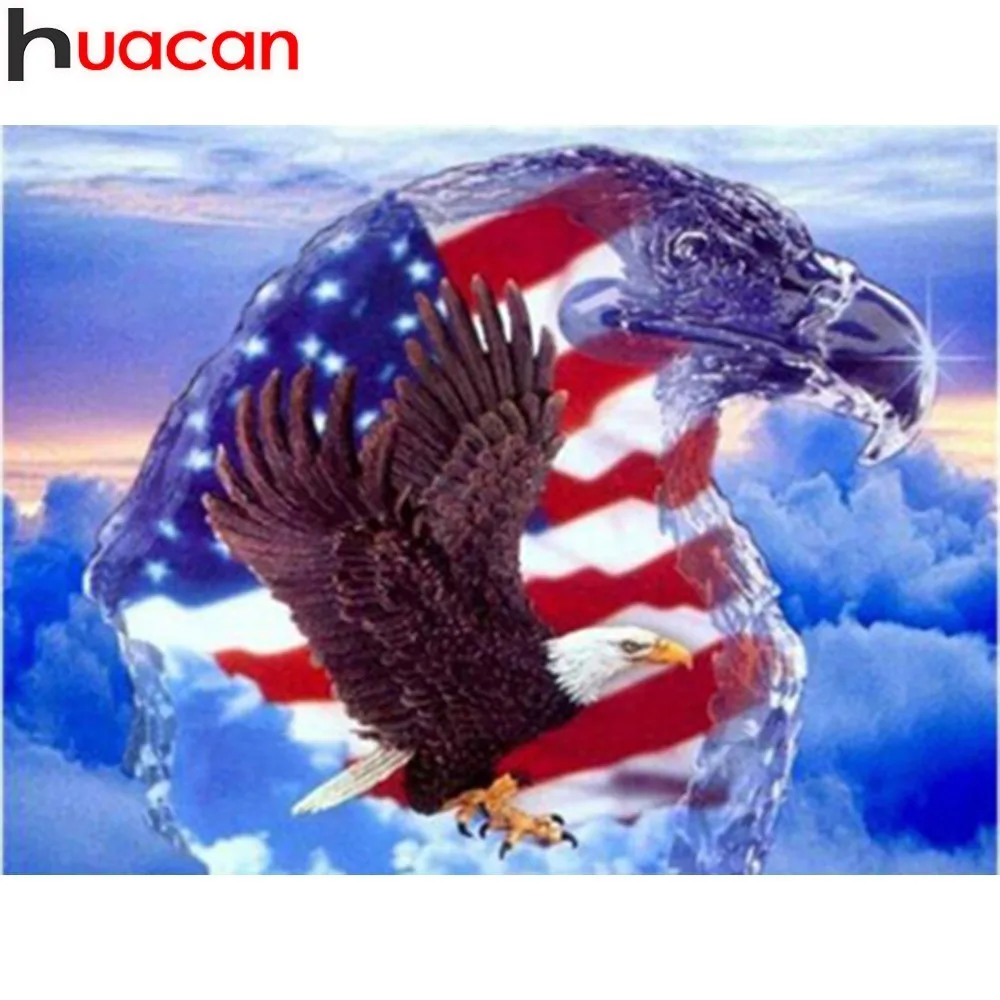 

HUACAN National Flag Diamond Painting Full Square Eagle Diamond Embroidery Animal Home Decoration Mosaic Picture Of Rhinestone