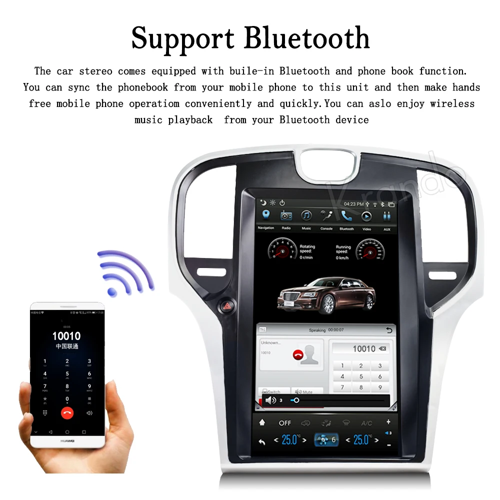 Sale Krando Android 6.0 12.1" Tesla Vertical screen for Chrysler 300C 2013-2018 car radio gps navigation multimedia system WIFI 3