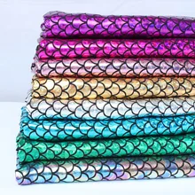 Блестящие голограмма спандекс Русалка печатных Купальник рыбья чешуя ткань стрейч ткань танцор Купальники-6" в ширину