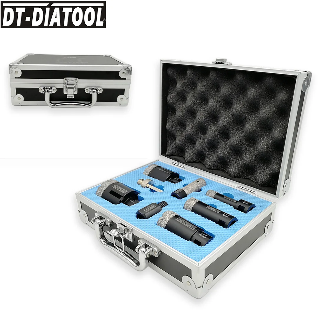 DT-DIATOOL, 8 шт./набор, вакуумная пайка 5/8-11, алмазные сверла с резьбой, наборы насадок для пальцев, плюс адаптер для фарфоровой плитки, гранита