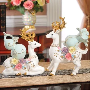 

European-style Ceramic Elk Crafts Decoration, Home Living Room Tv Cabinet Decoration, Creative Desktop Decoration