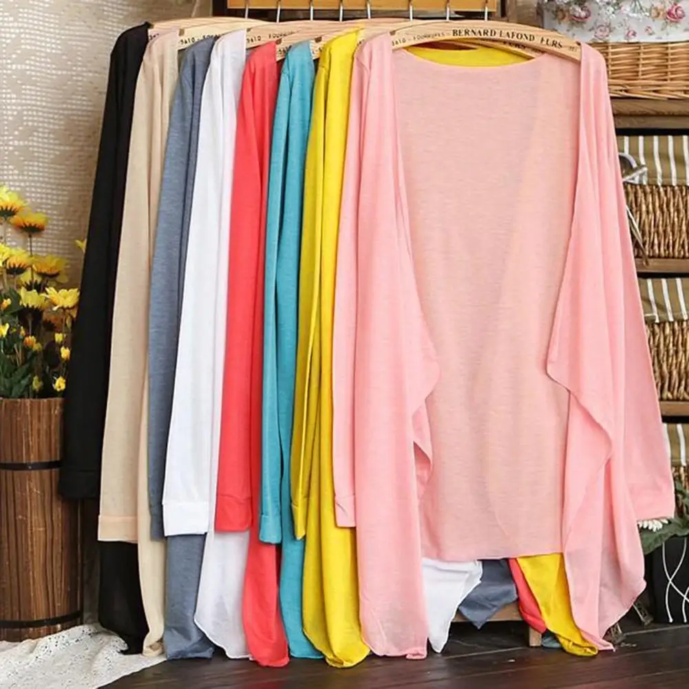 

Women's Knitted Cardigan Blouse Korean Style Ladies Summer Sun Blouse Candy Color Beach Female Fashion Tops Feminino Blusa
