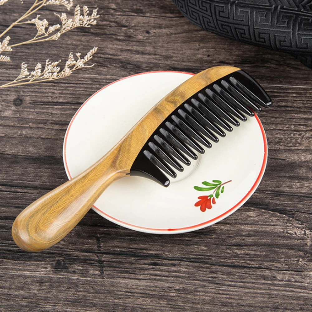 

Styling Tools Round Handle Massage Gift Brush Anti-Static Green Sandalwood Women Men Fine Tooth Hair Care Wooden Kids Horn Comb