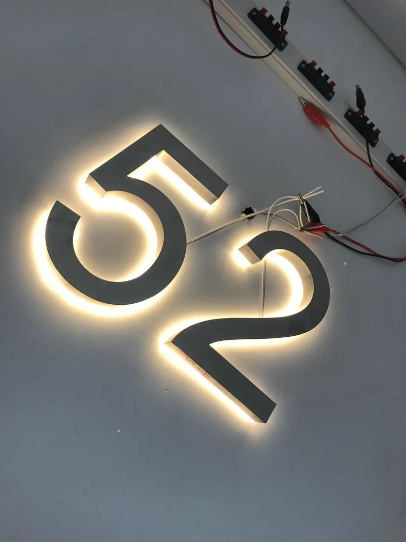 personalizado ao ar livre led iluminado numero de casa aco inoxidavel led moderno numero casa hotel placa porta 03