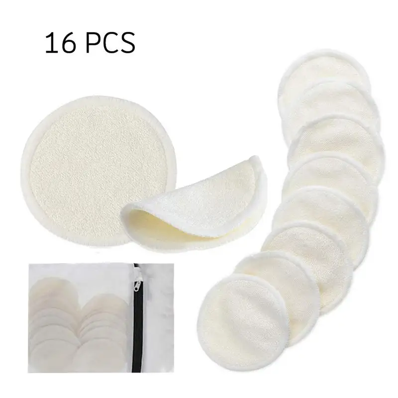 

16 PCS 8CM Double-layer Makeup Remover Pads Safe Natural Fiber No Pollution Reusable Cleaning Pads For Face Eye Nose