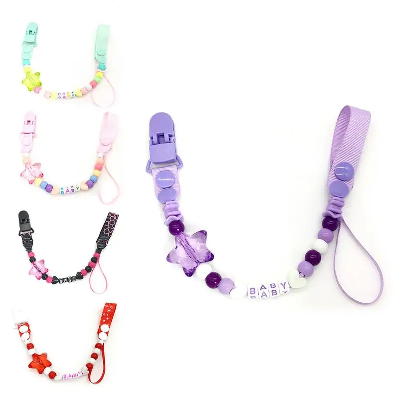

Baby Pacifier Chain Gutta-Percha Chain Anti-Defense Acrylic Beading For Nipple Baby Pacifier Holder 1 PC Green Plastic Clip Butt