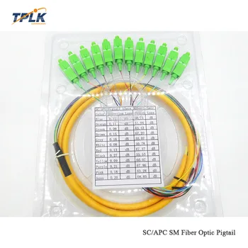

5pcs/lot High Quality 12 Cores 12F SC/APC Pigtail 1.5M Singlemode SC/APC Fiber Optic Pigtail