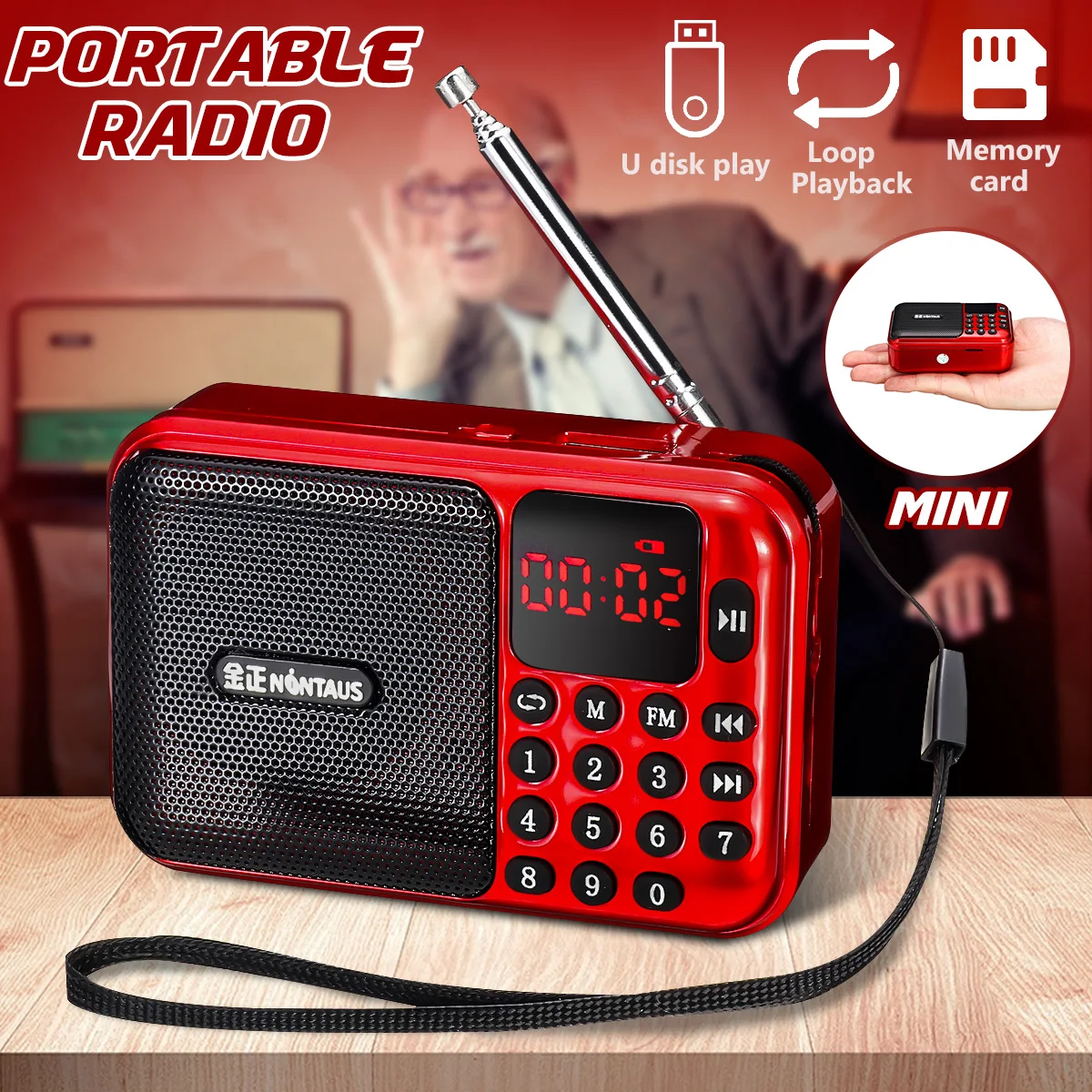 Портативный цифровой радиоприемник мини динамик MP3 музыкальный плеер FM USB TF