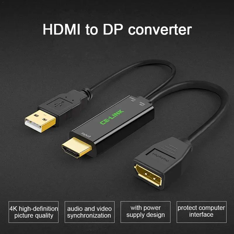 

4K HDMI To DP Converter HDMI To Display Port Adapter Converter Display Cable Displayport Adapter Video Cable