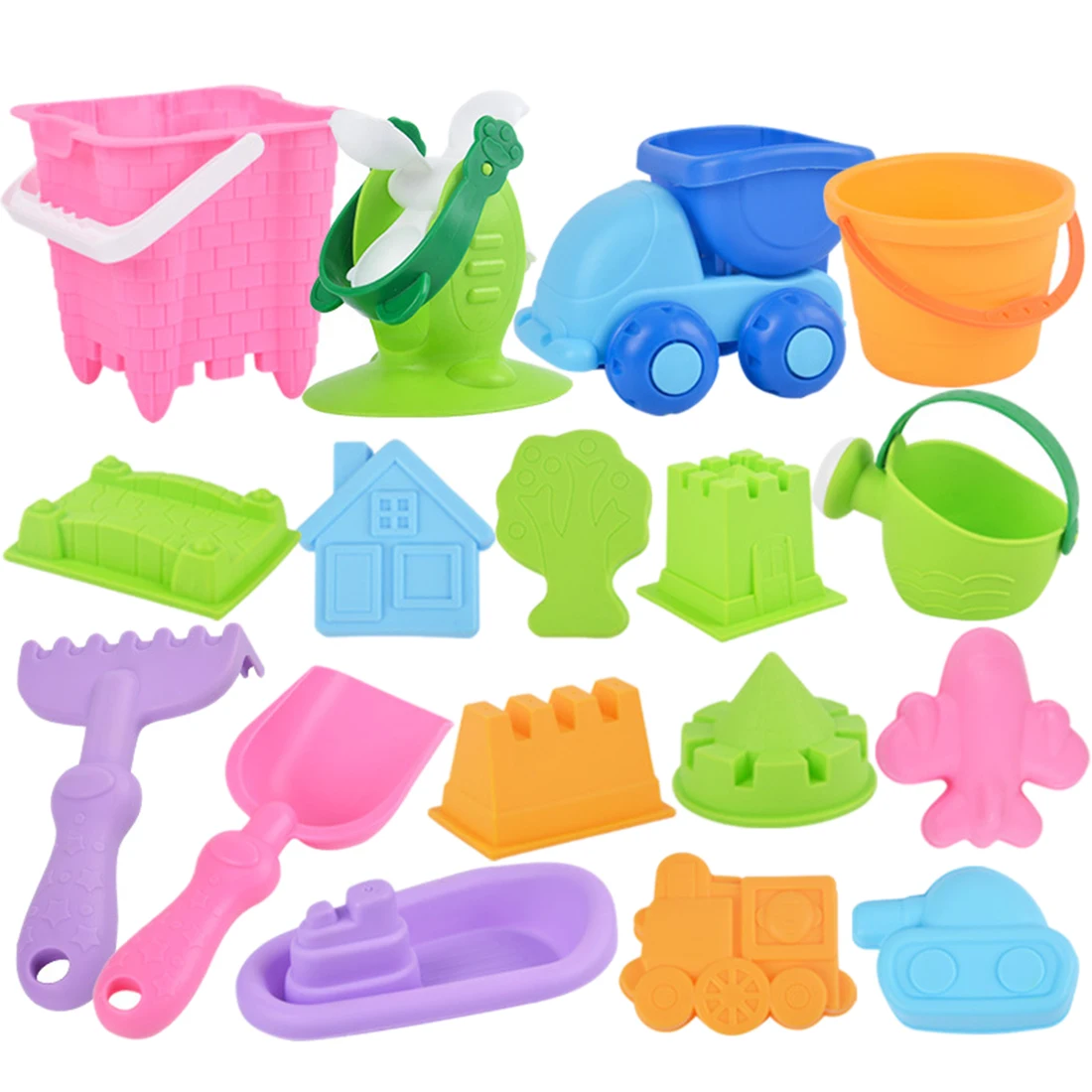  17Pcs Baby Beach Sand Toys Sand Water Playset Seaside Soft Plastic Bucket Shovel Sand Set For Child