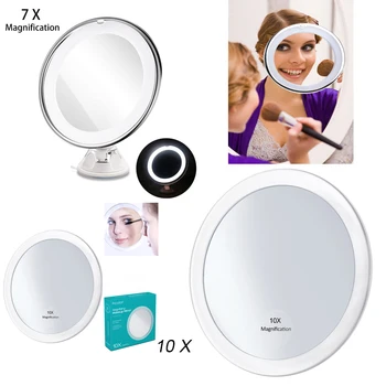 

RUIMIO Adjustable 7x Magnification Lighted LED Makeup Mirror Bathroom Vanity Mirror Travel Mirror with Strong Suction Cup
