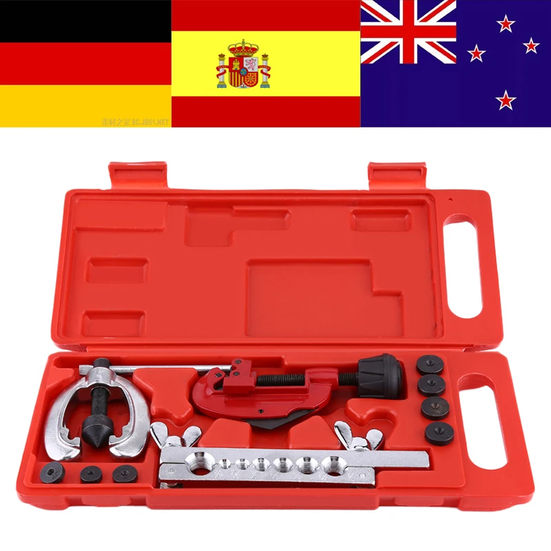 

10Pcs/lot Pipe Flaring Kit w/ case Brake Fuel Tube Repair Flare Tool Set With Cutter Hand Tools set Gas Brake Line High Quality