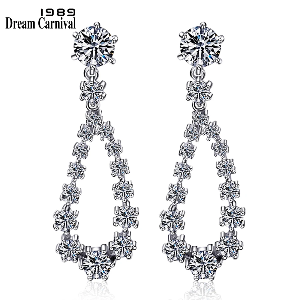 

DreamCarnival 1989 Luxury Silver 925 Jewelry Brincos Cubic Zirconia Stones Earrings Bling Friend Gift Fashion Dangles SE12477
