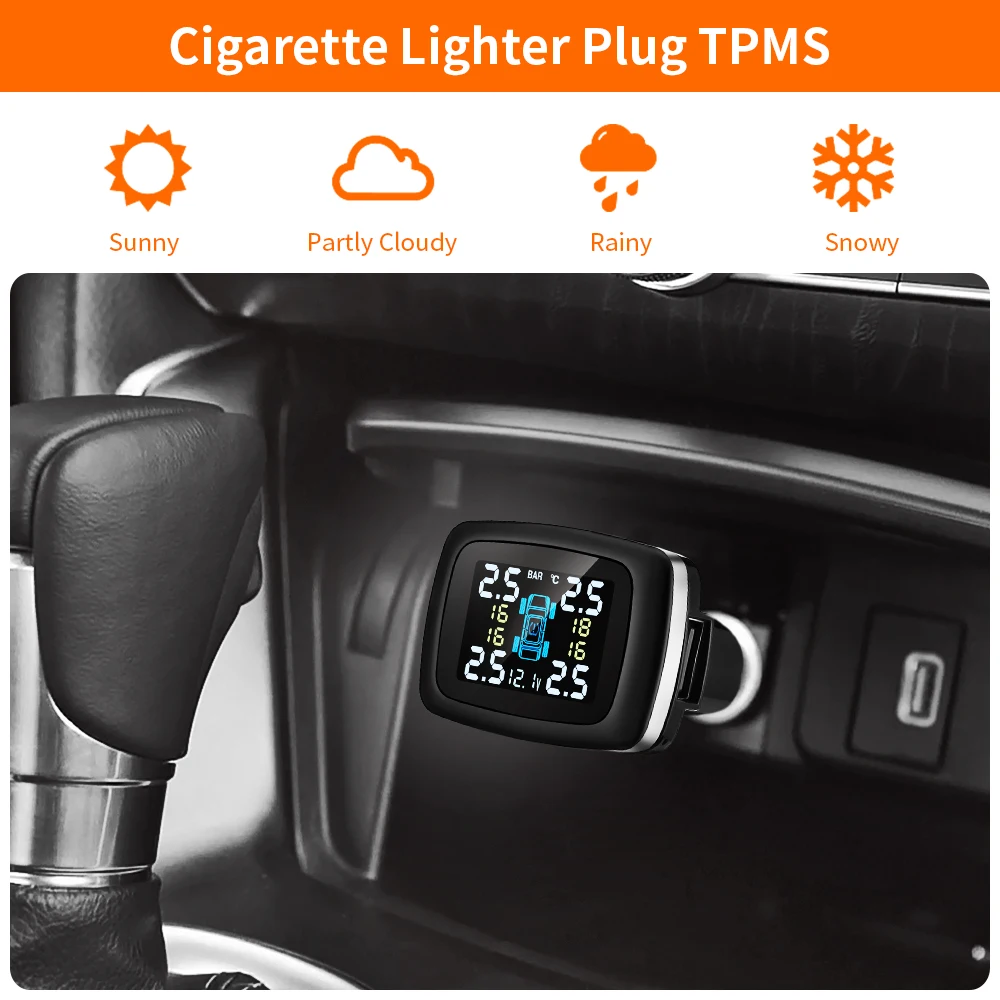 Zeepin C100 TPMS USB прикуриватель с ЖК экраном система контроля давления в шинах 4