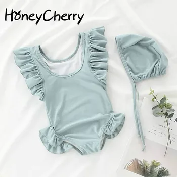 

New Swimwear For Girls In Summer Uniform Swimwear Pure Ear Edge Swimwear Baby Girl Clothes Baby Jumpsuit