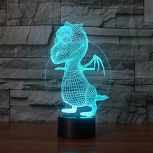 Креативный настольный 3d светильник ночник динозавр акриловый окружающий 3d лампа визуальный стереоскопический прикроватный светодиодный ночник