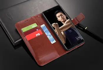 

100pcs/lot Book Style Crazy Horse Lines Leather Wallet Case For huawei Y9 2018 Enjoy 9PLUS Enjoy 8E 8ELite Honor V10 8C