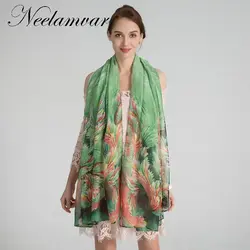Neelamvar модные женские туфли шарф-вуаль листья Красота печати обертывания шаль Новый весна и осень большой размеры теплые cachecol шарфы для